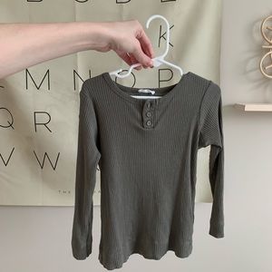 Sage green ribbed Henley top